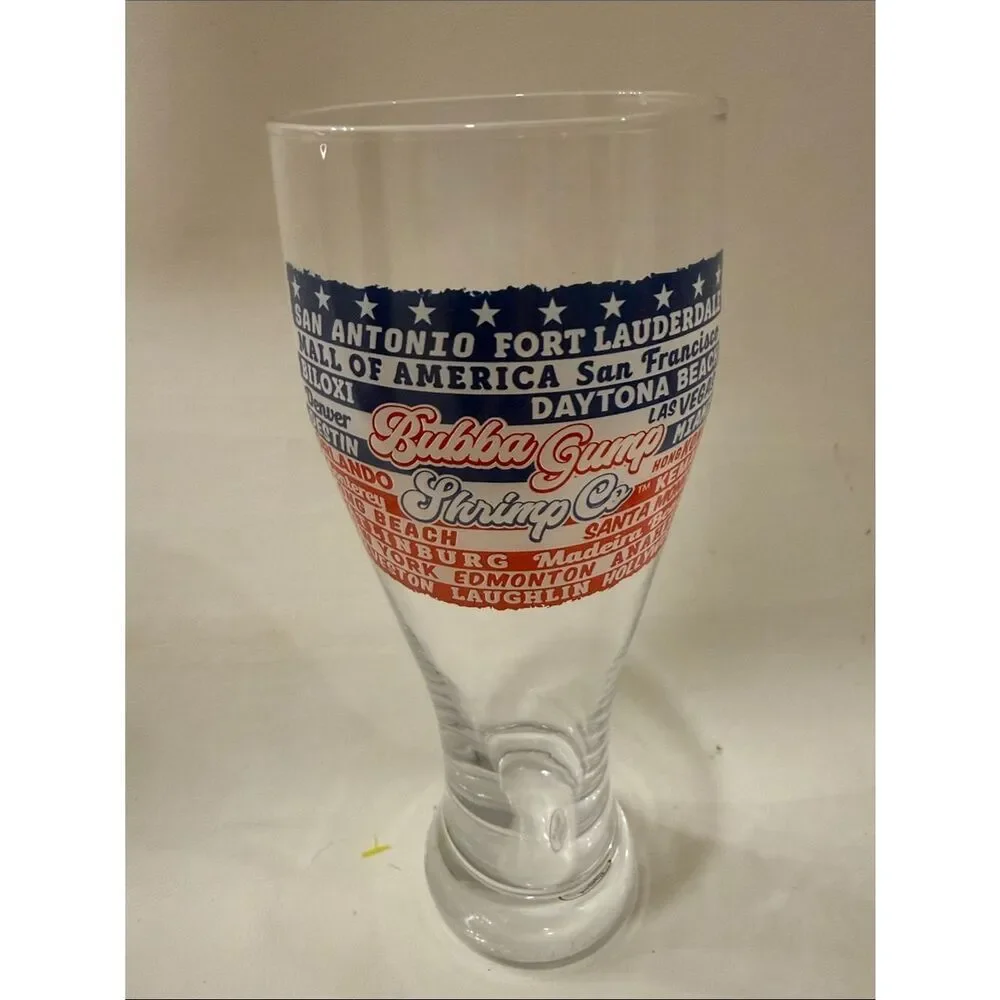 Bubba Gump Shrimp Co Restaurant White Blue Orange 20 Oz Beer Bar Cocktail Glass